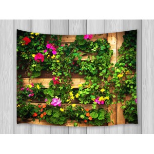 Flower Plant Wooden Fence Tapestry For Living Room Bedroom Dorm Wall Hanging Rug   253814912650
